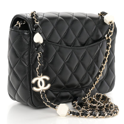 Chanel Lambskin Resin Quilted Mini Heart Square Flap Black 3 of 10