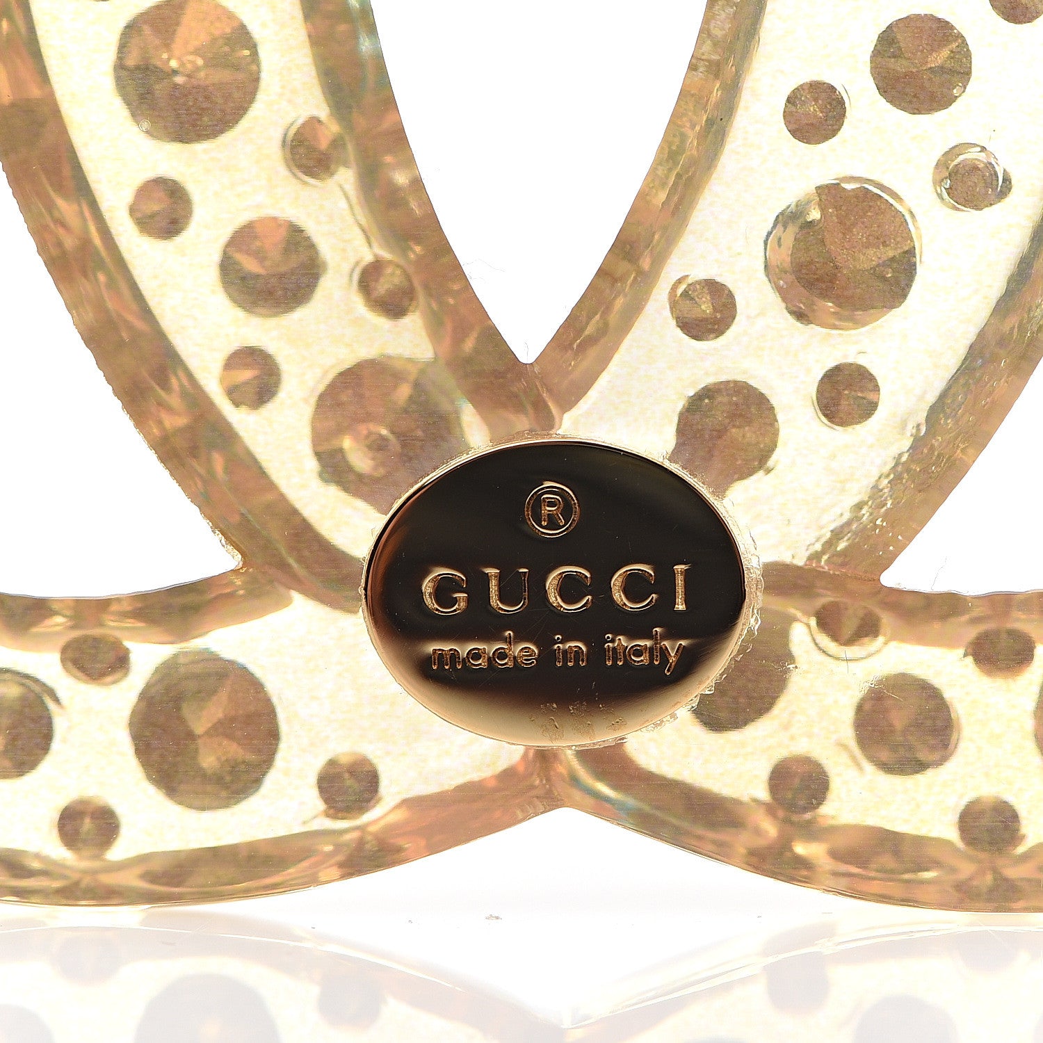 Gucci Resin Crystal GG Brooch Gold 3 of 4