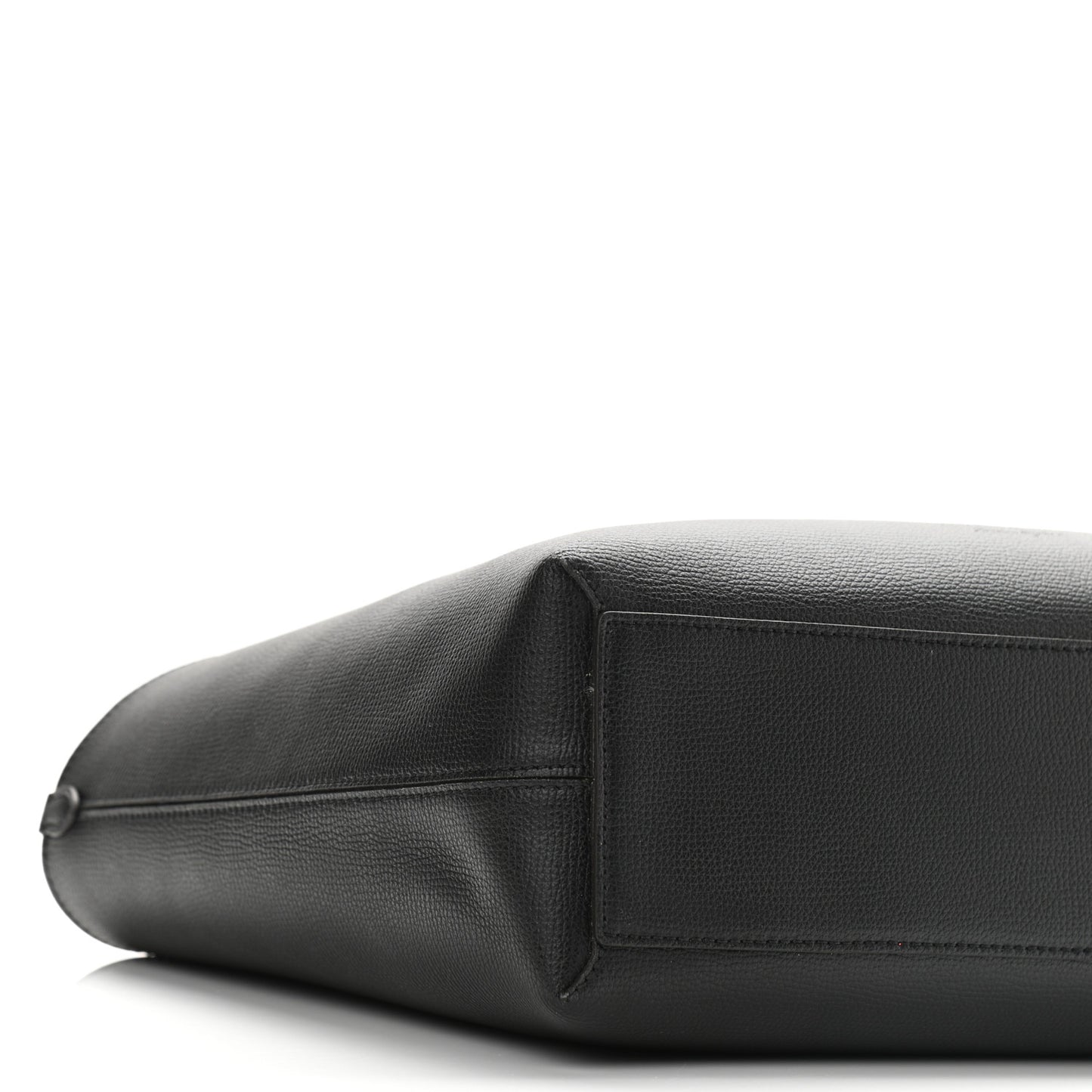 Grainy Calfskin Haymarket Check Small Reversible Tote Black