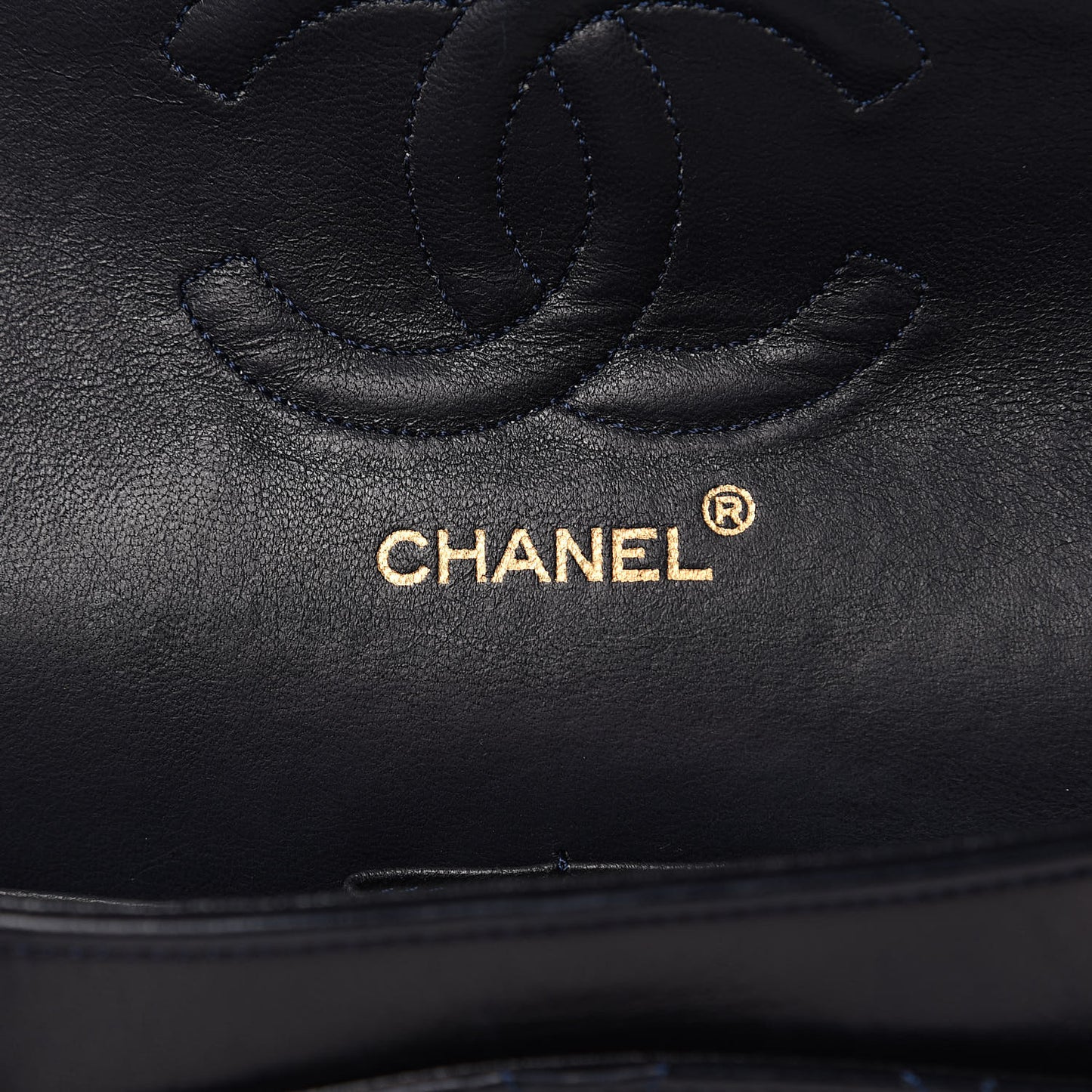 Lambskin Quilted Medium Double Flap Navy