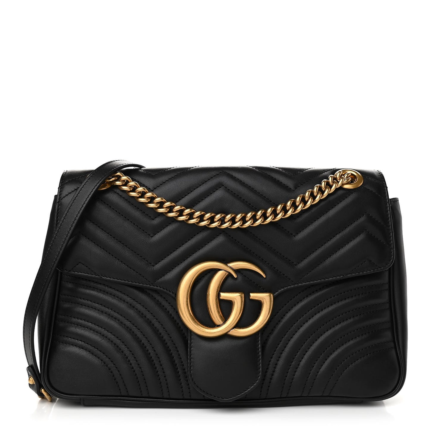 Calfskin Matelasse Medium GG Marmont Shoulder Bag Black