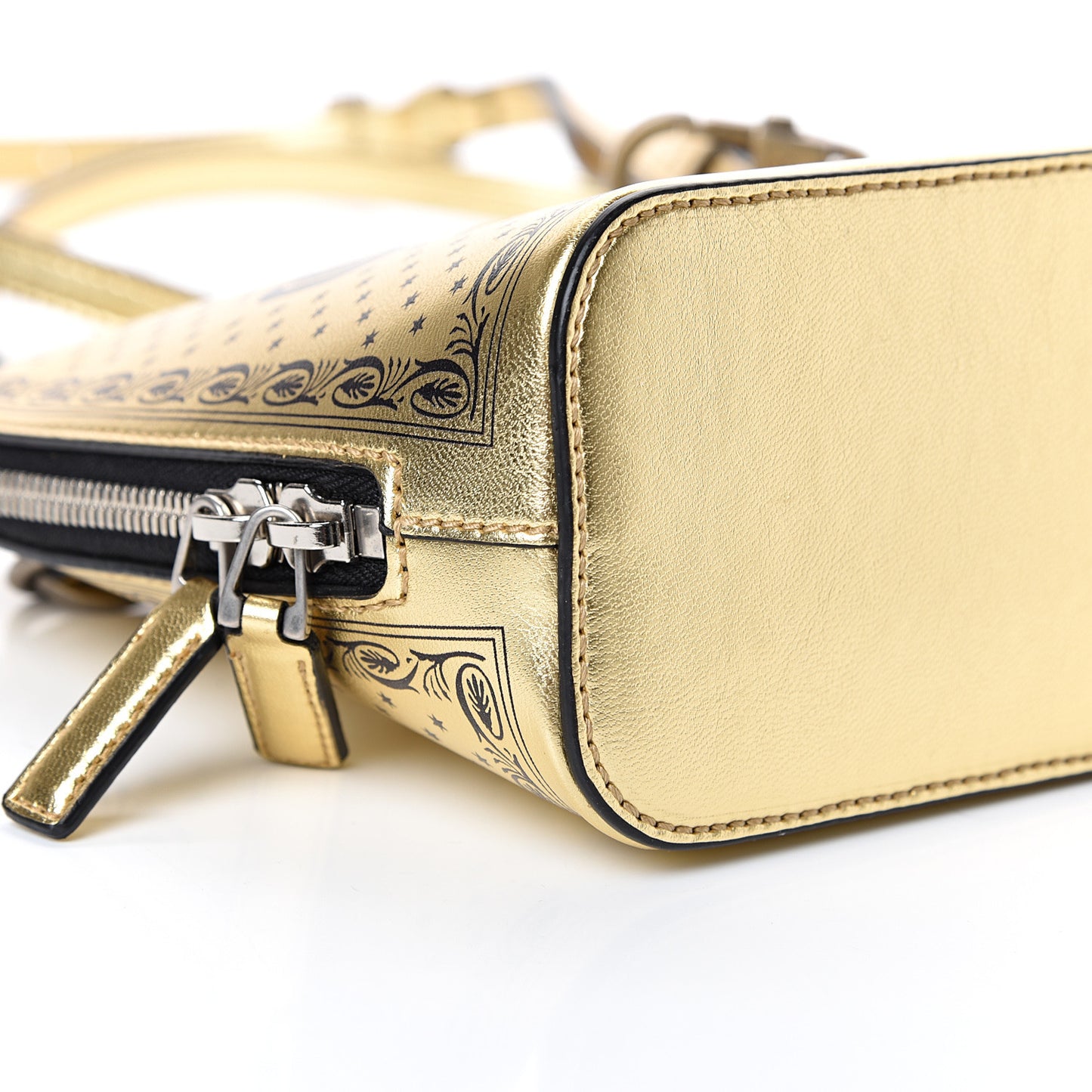 X SEGA Calfskin GUCCY Stars Mini Dome Shoulder Bag Gold