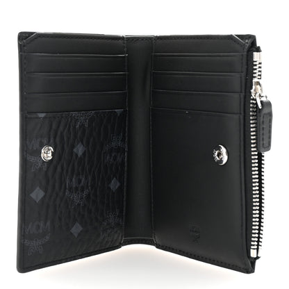 MCM Visetos Mini Bifold Zip Card Wallet Black 5 of 7