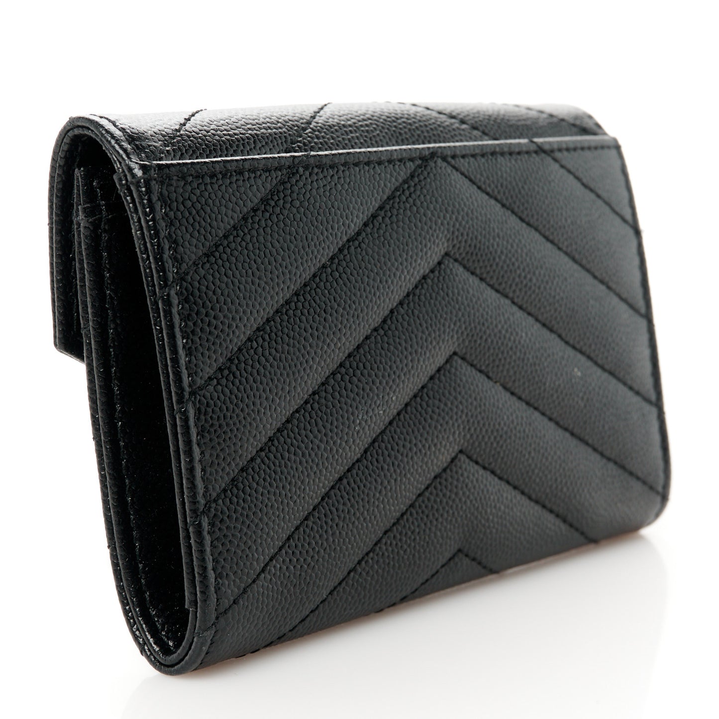 Grain De Poudre Matelasse Chevron Small Monochrome Monogram Envelope Wallet Black