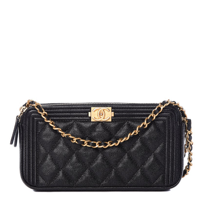 Chanel Caviar Quilted Small Boy Clutch With Chain Black 1 of 13