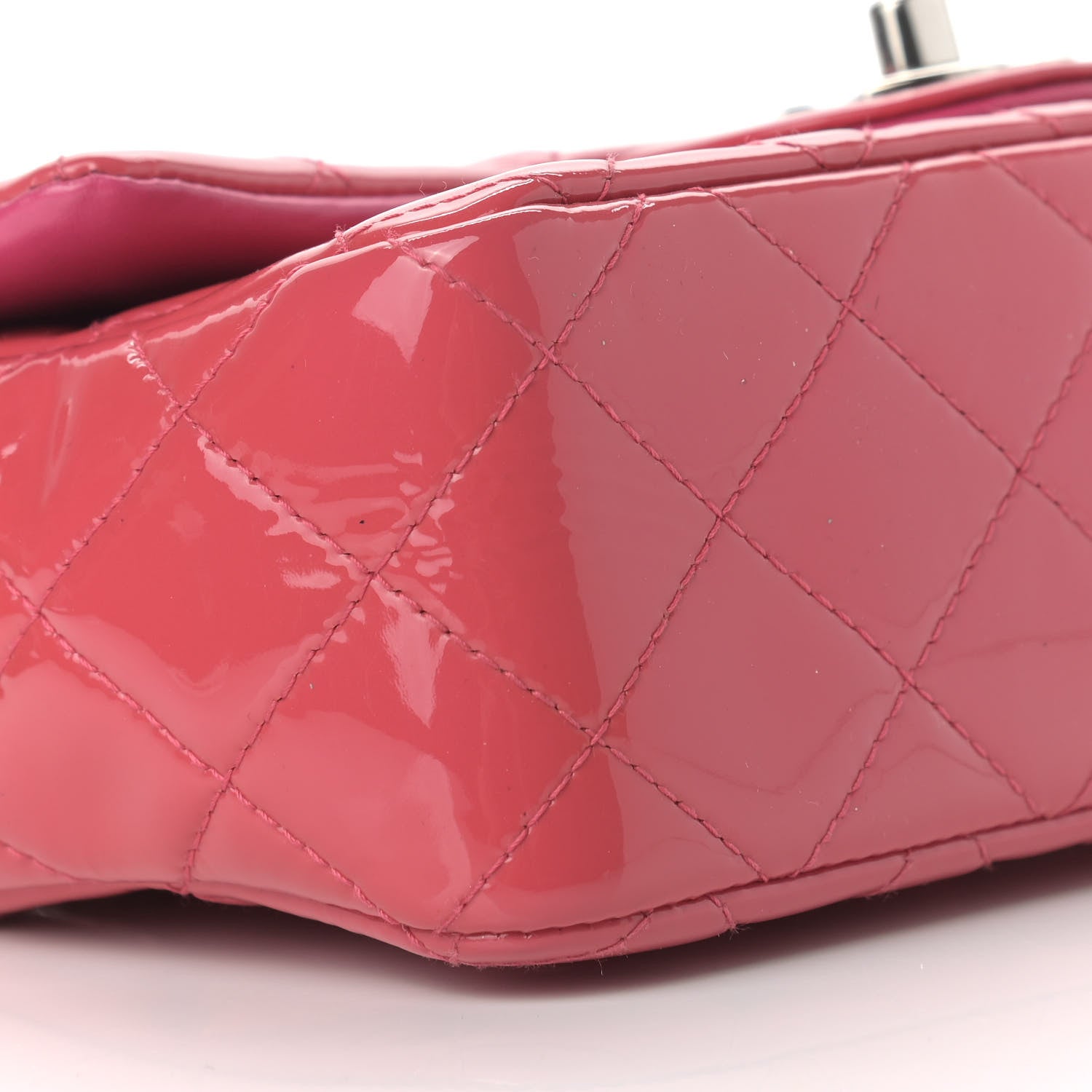 Chanel Patent Calfskin Quilted Mini Rectangular Flap Pink 8 of 11