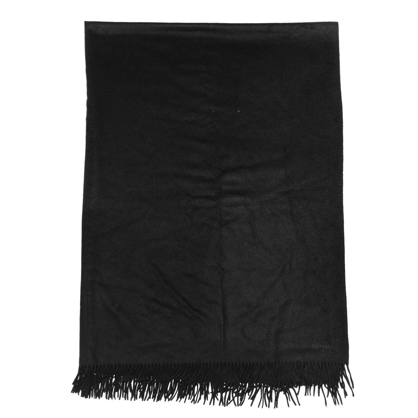 Cashmere Fringe Throw Blanket Black