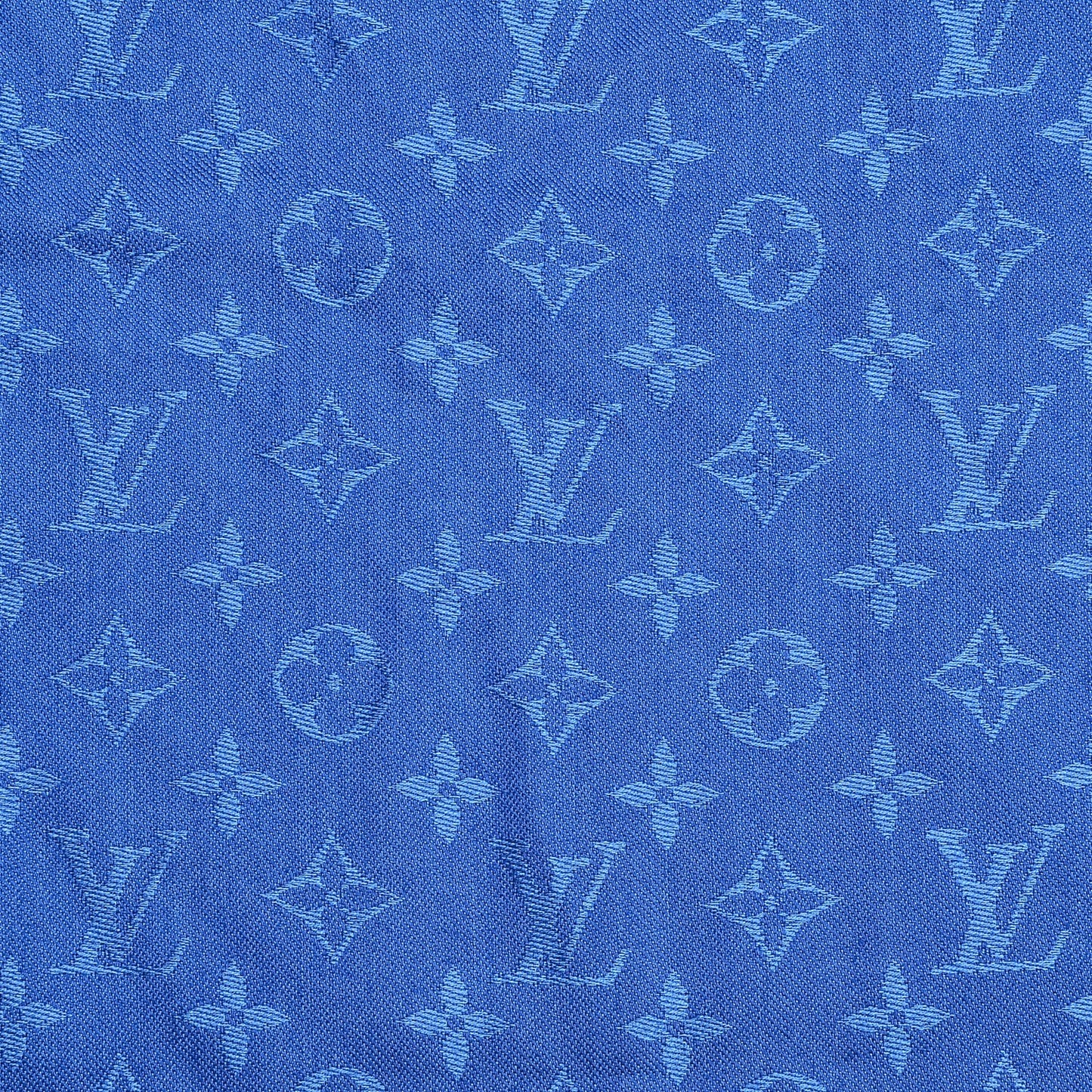Silk Wool Monogram Shawl Blue