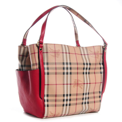 Burberry Haymarket Check Small Canterbury Tote Military Red 3 of 11