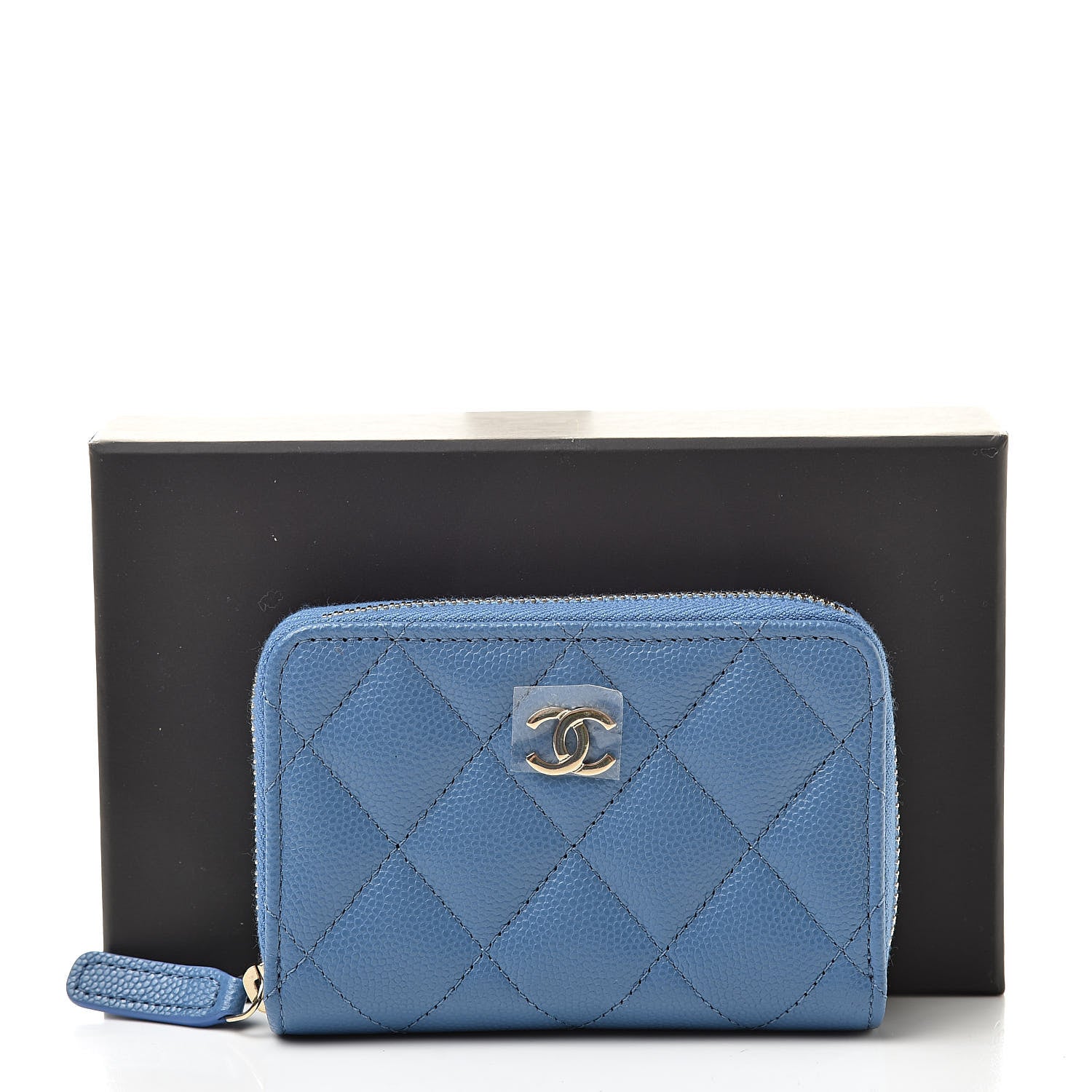 Chanel Caviar Quilted Zip Coin Purse Blue 8 of 8