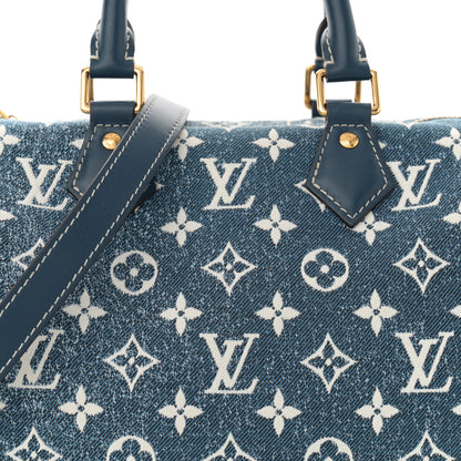 Louis Vuitton Monogram Jacquard Denim Speedy Bandouliere 25 Bleu 7 of 9