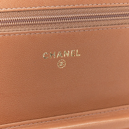 Chanel Lambskin Quilted Wallet On Chain WOC Dark Beige 6 of 12