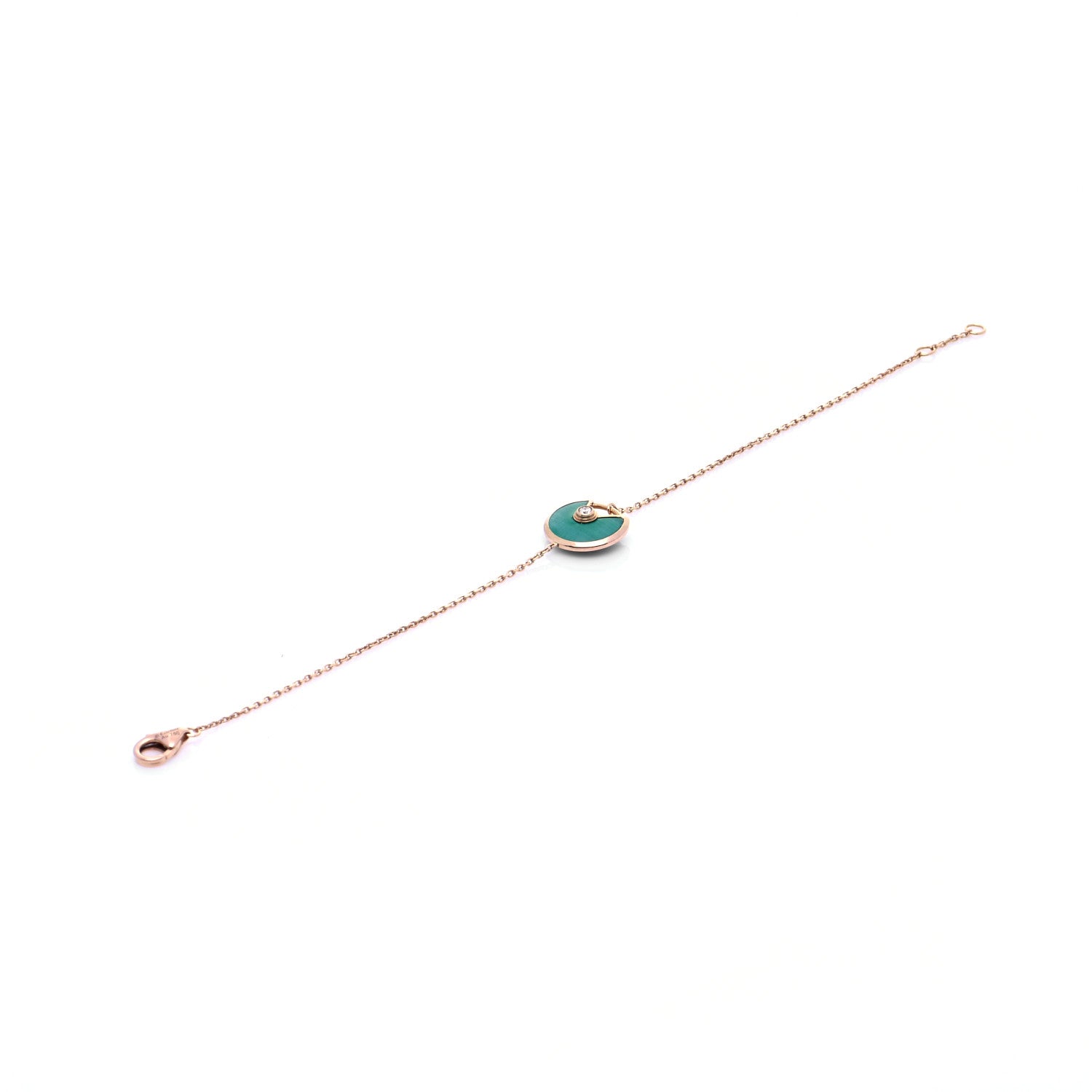 Cartier 18K Pink Gold Diamond Malachite Amulette de Cartier Bracelet 8 of 9