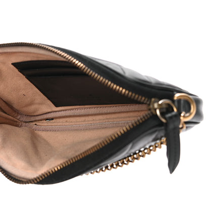 Gucci Calfskin Matelasse Mini GG Marmont Chain Crossbody Bag Black 5 of 11
