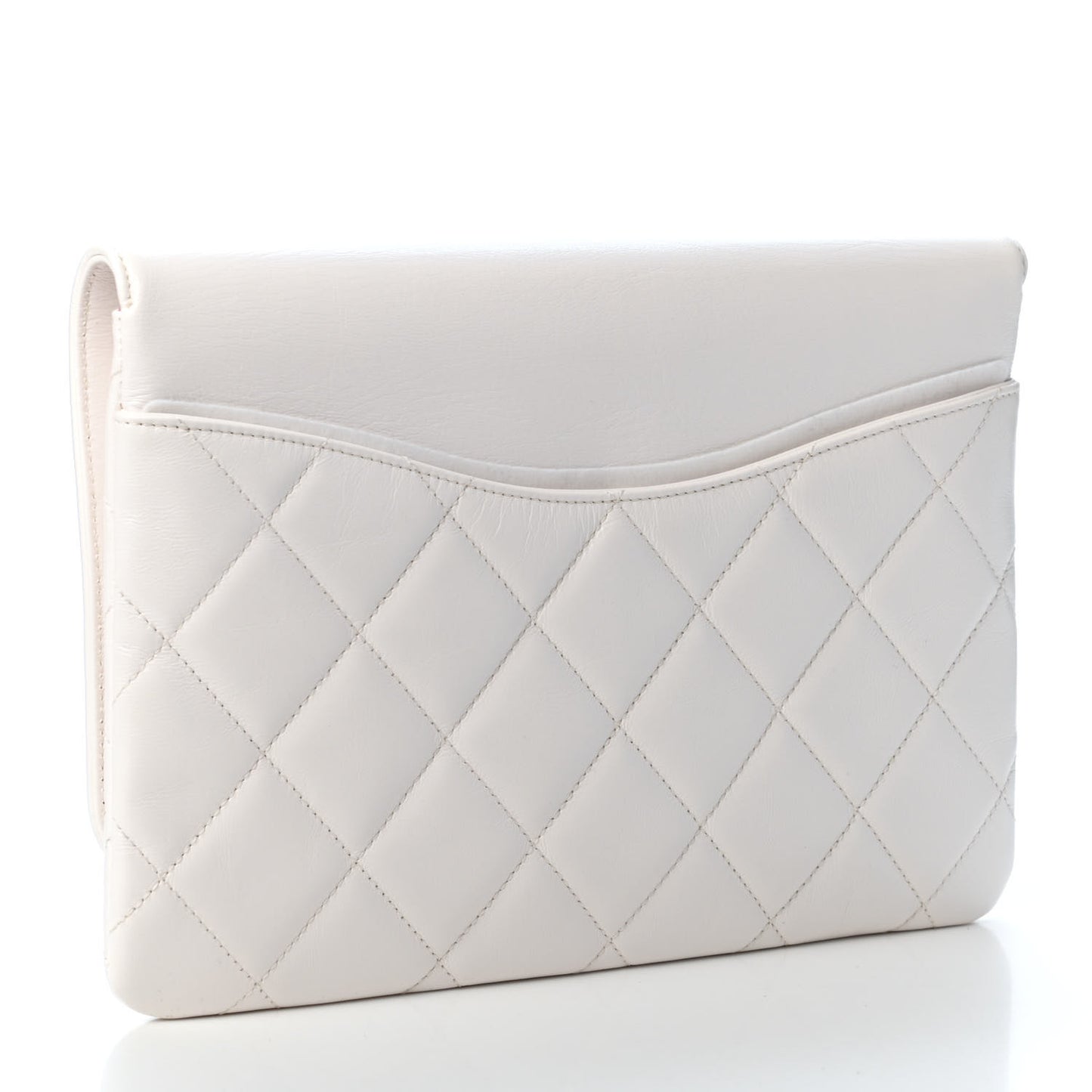 Goatskin Quilted Timeless CC Clutch White