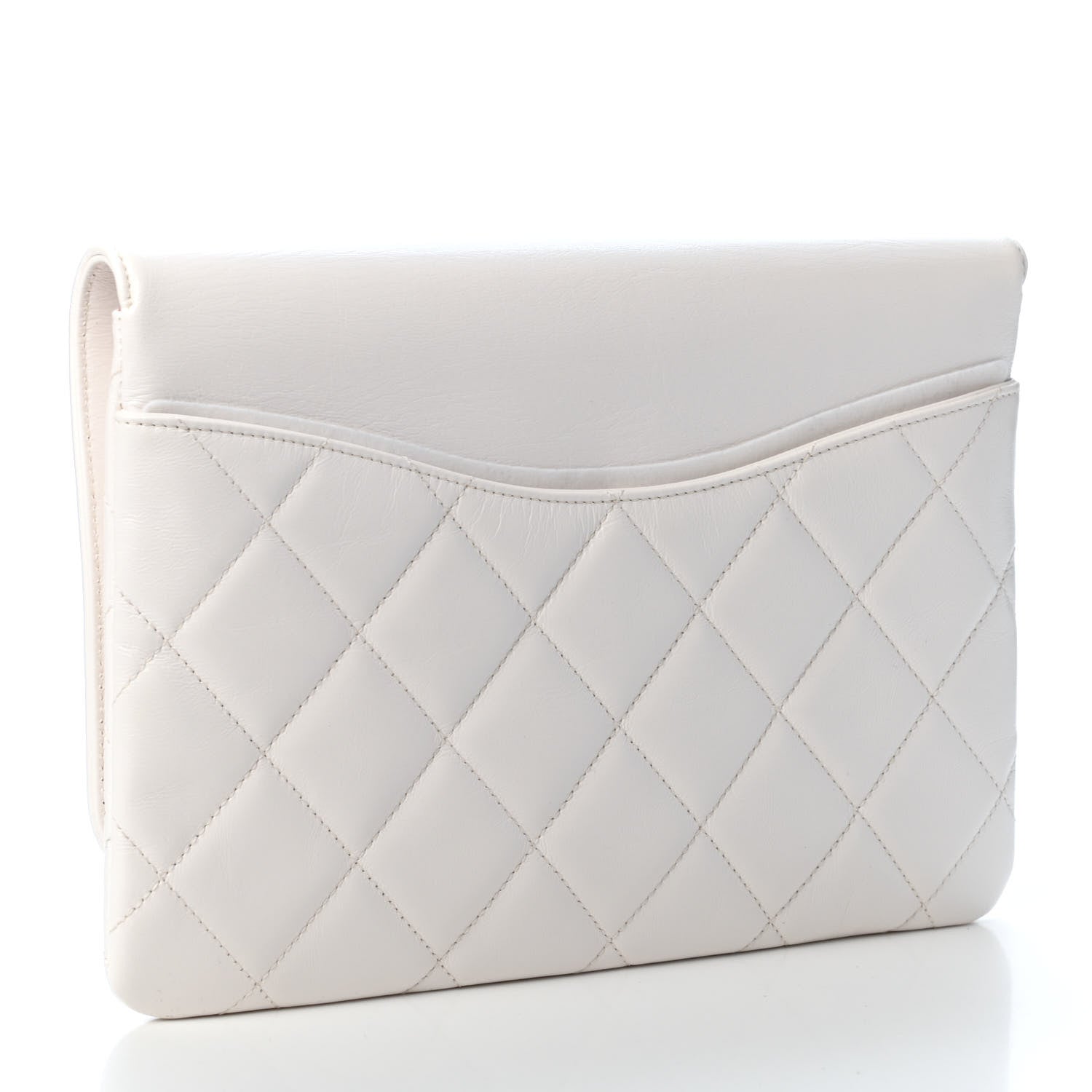 Chanel Goatskin Quilted Timeless CC Clutch White 2 of 4