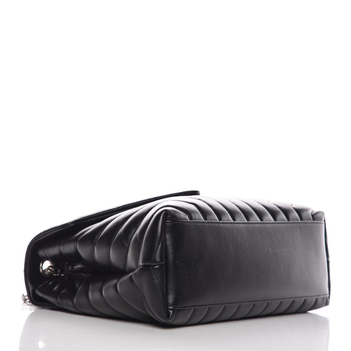 Calfskin Y Quilted Monogram Medium Loulou Chain Satchel Black