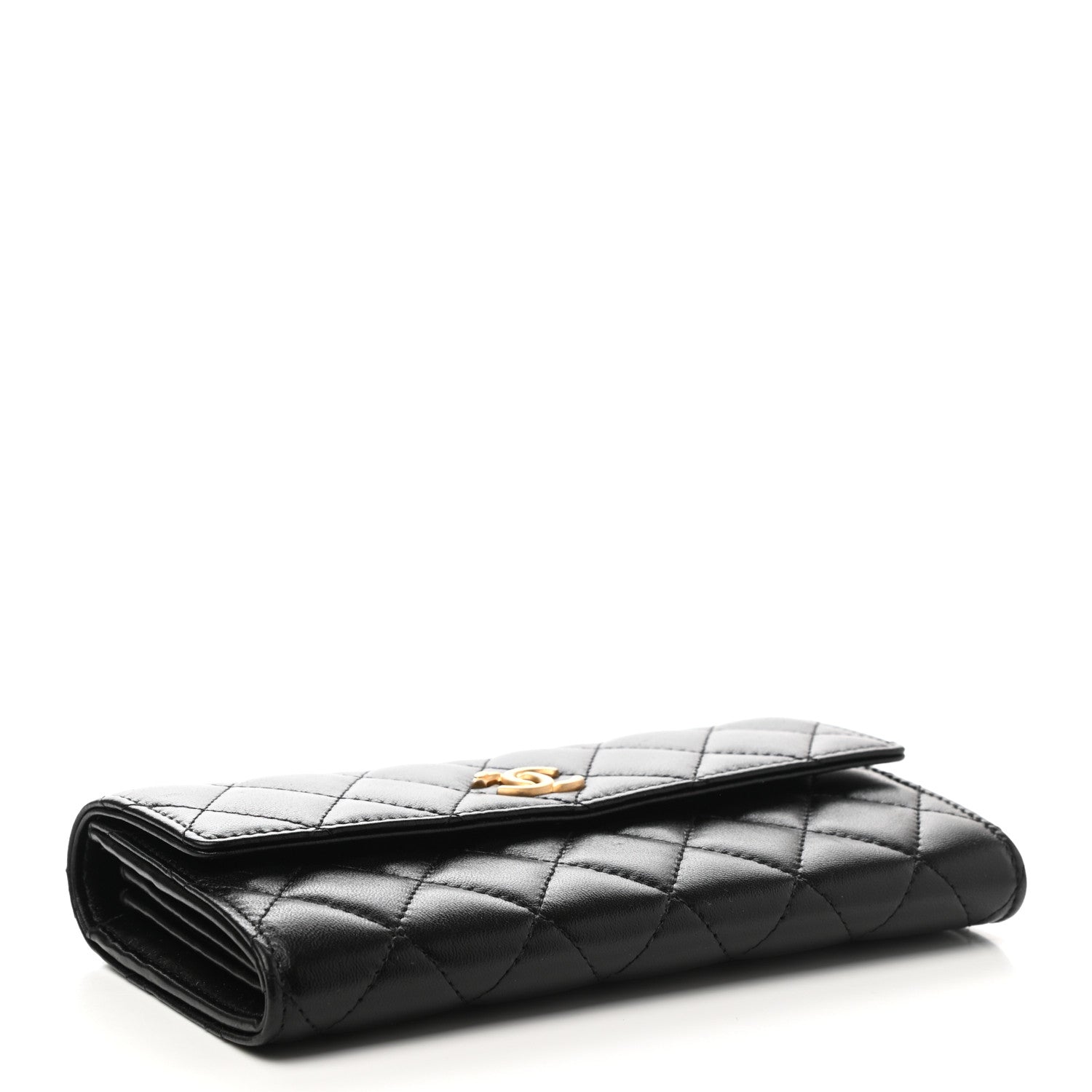 Chanel Lambskin Quilted Long Flap Wallet Black 4 of 9