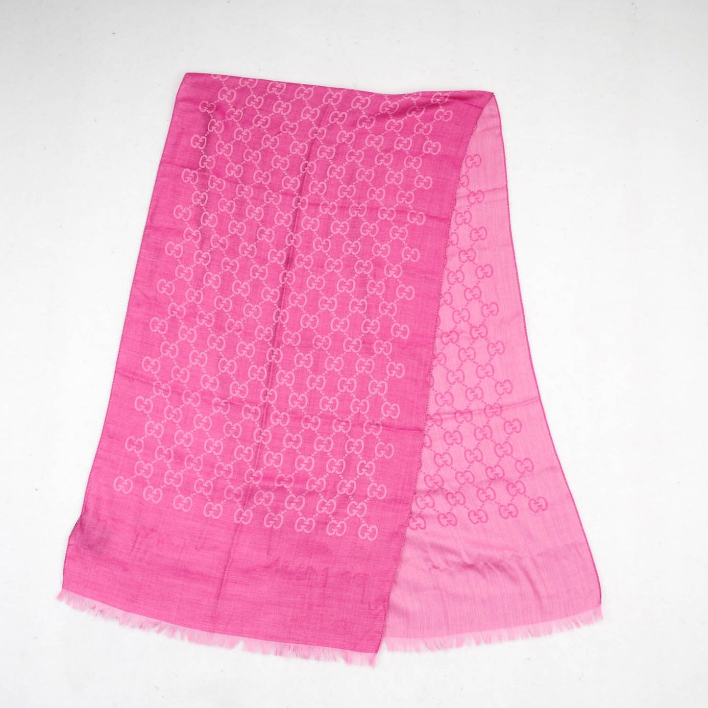 Silk Wool Monogram Scarf Pink