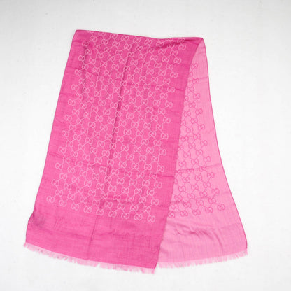 Gucci Silk Wool Monogram Scarf Pink 3 of 5