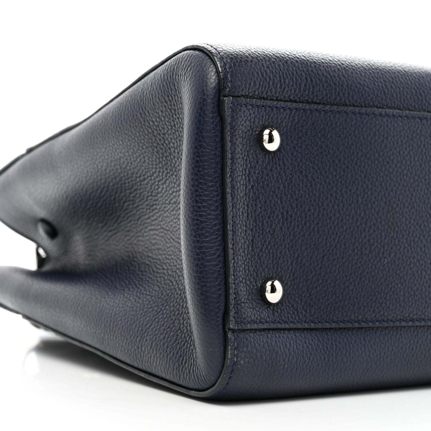 Grained Calfskin Small Neo Executive Shopper Tote Navy