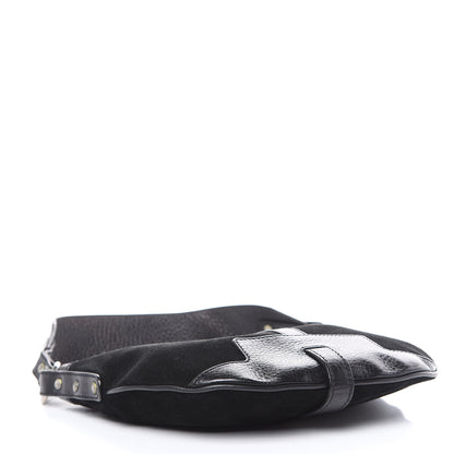 Burberry Calfskin Suede Hobo Black 4 of 9