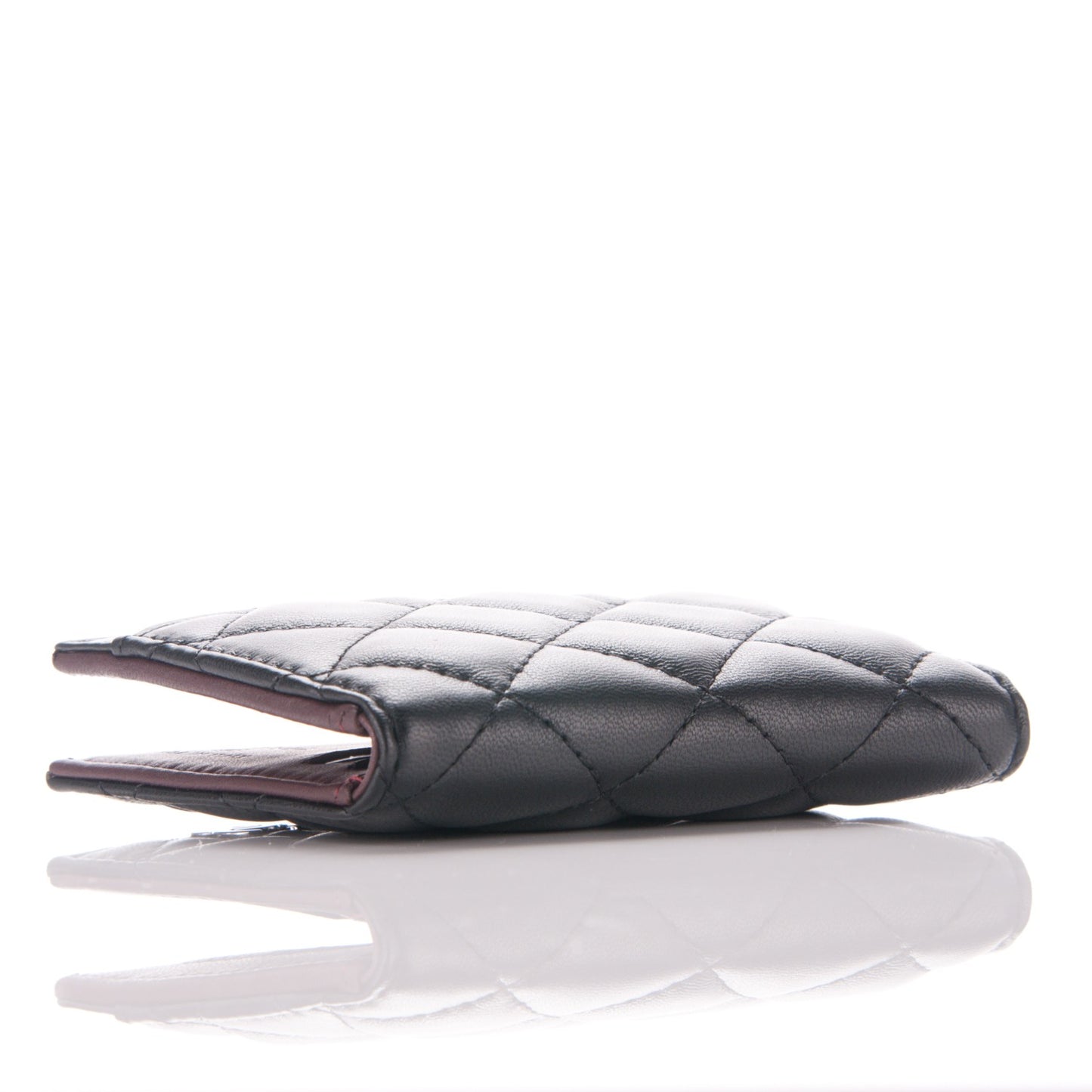 Lambskin Quilted CC Card Holder Wallet Black