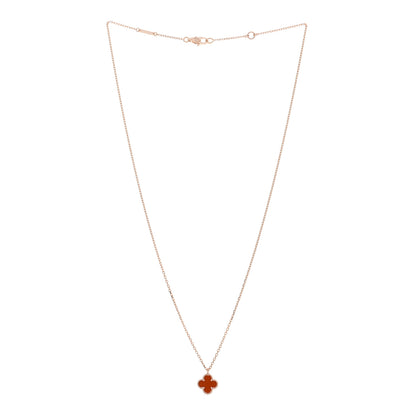 Van Cleef & Arpels 18K Rose Gold Carnelian Sweet Alhambra Pendant Necklace 3 of 6