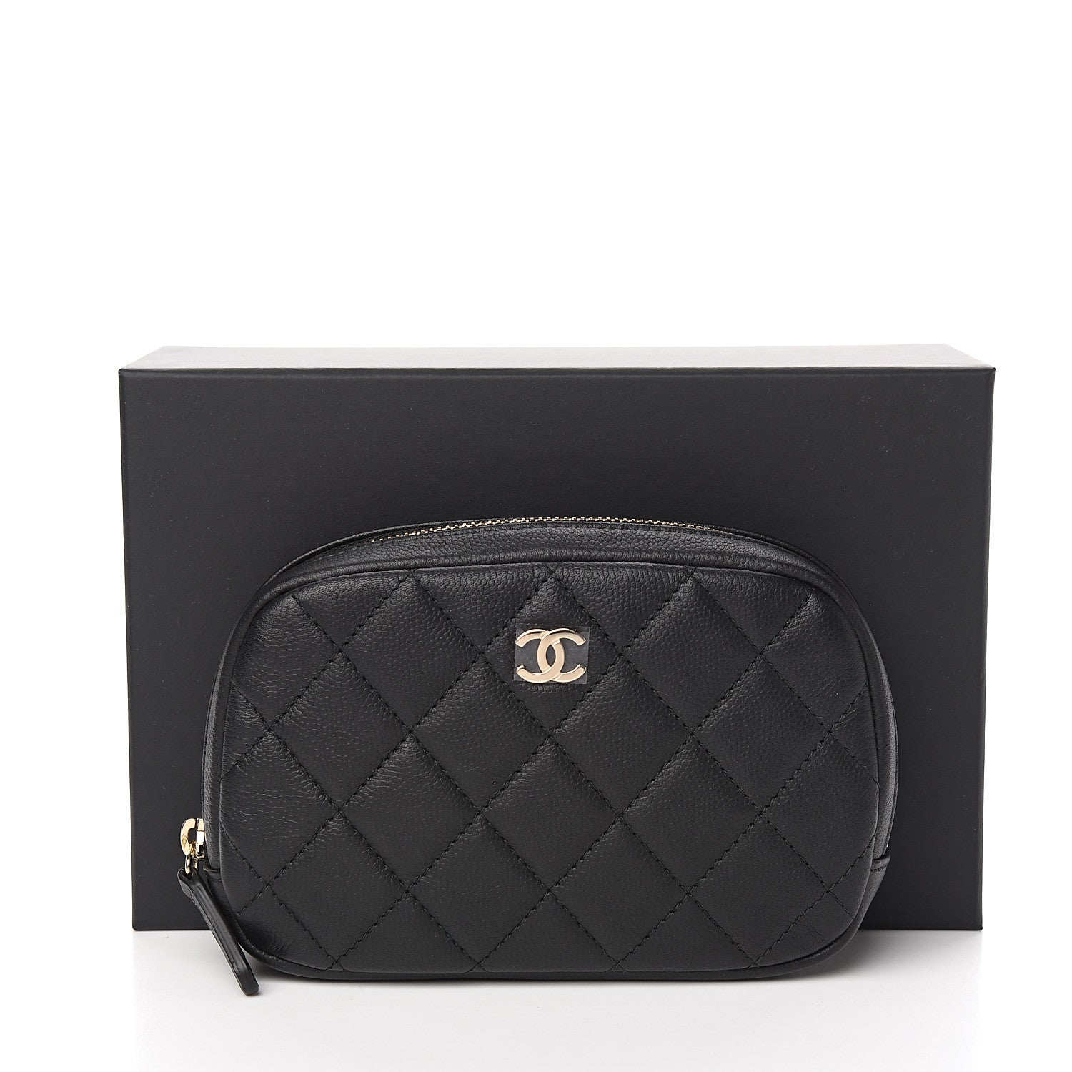 Chanel Caviar Quilted Small Curvy Pouch Cosmetic Case Black 7 of 7