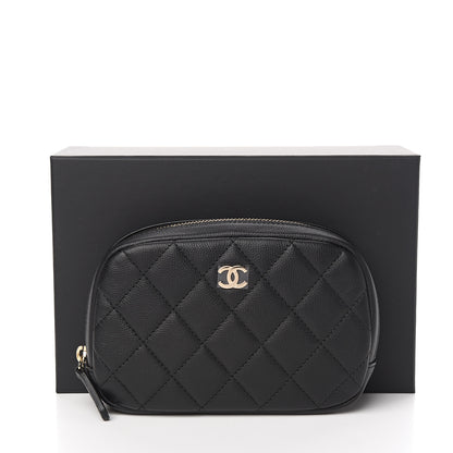 Chanel Caviar Quilted Small Curvy Pouch Cosmetic Case Black 7 of 7