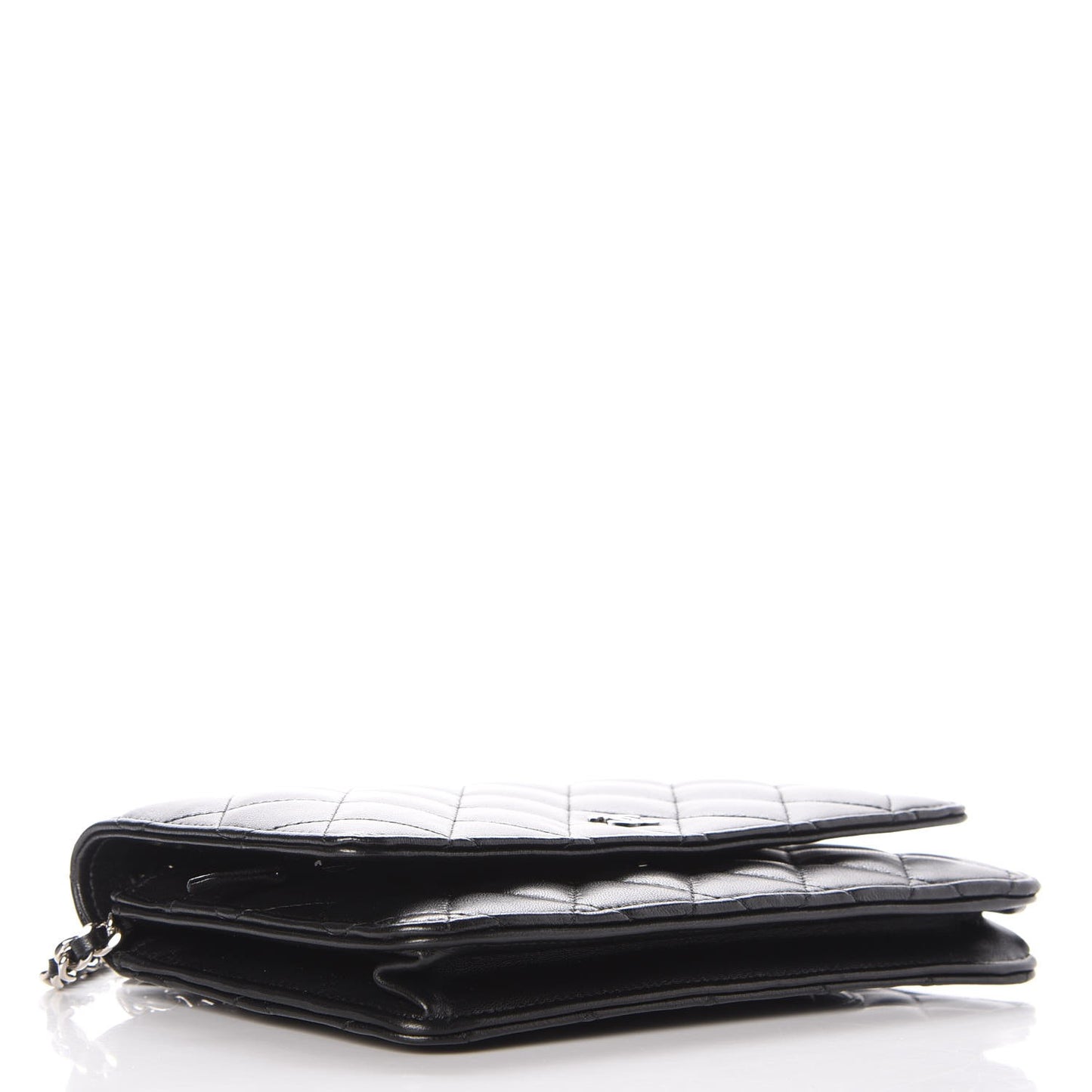 Lambskin Quilted Wallet On Chain WOC Black