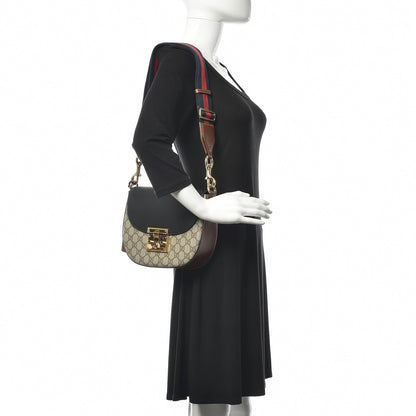Gucci GG Supreme Monogram Web Medium Padlock Messenger Shoulder Bag Black 2 of 11