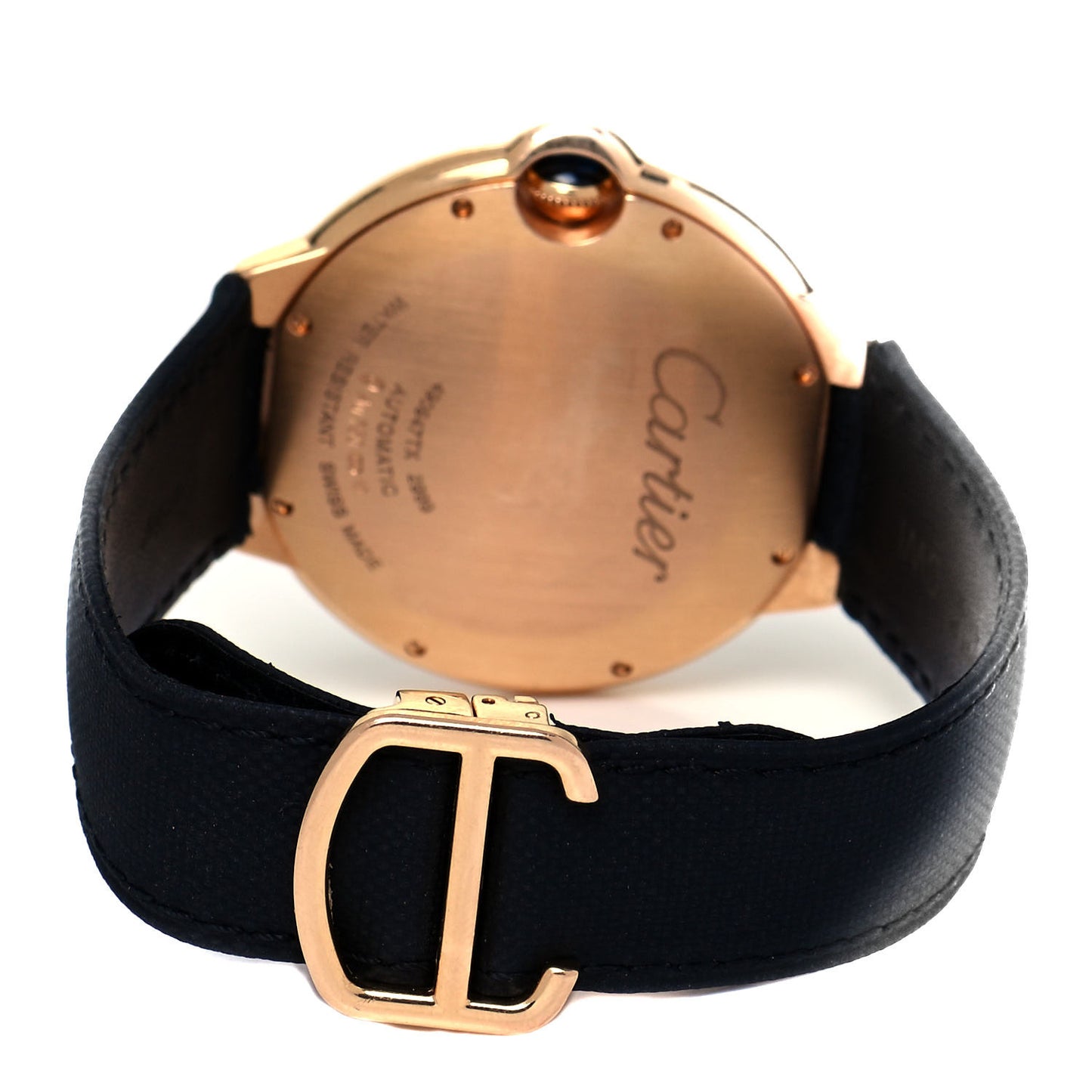 18K Pink Gold Nylon Diamond Bezel 42mm Ballon Bleu De Cartier Automatic Watch