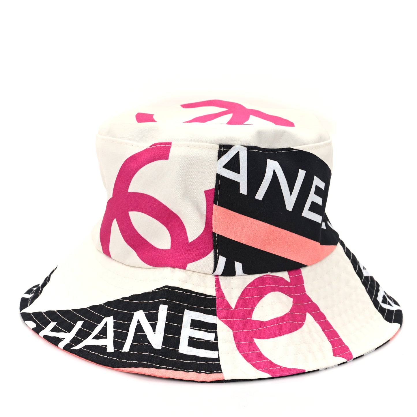 Cotton Logo Cloche Hat S Ecru Black Pink