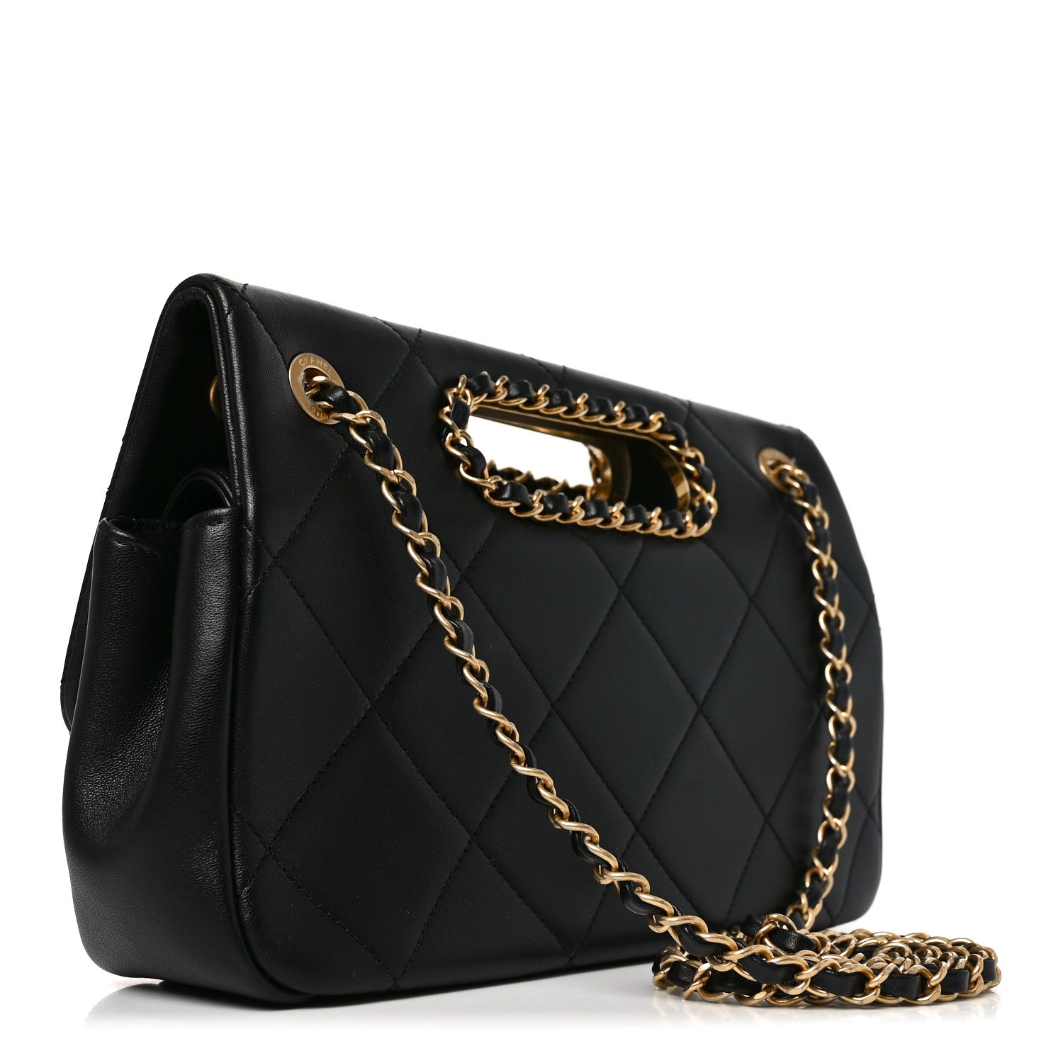 Chanel Lambskin Small Chain Handle Flap Bag Black 2 of 9