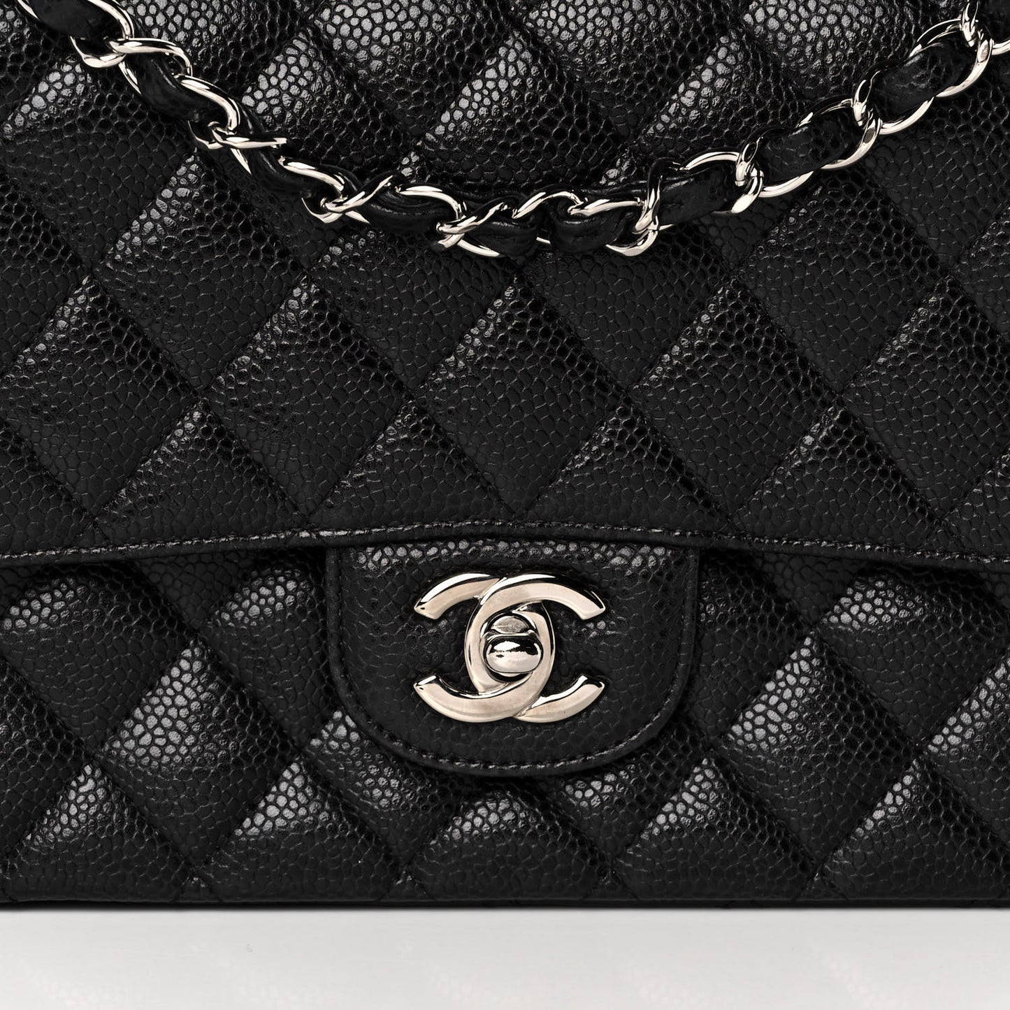 Caviar Quilted Medium Double Flap Black