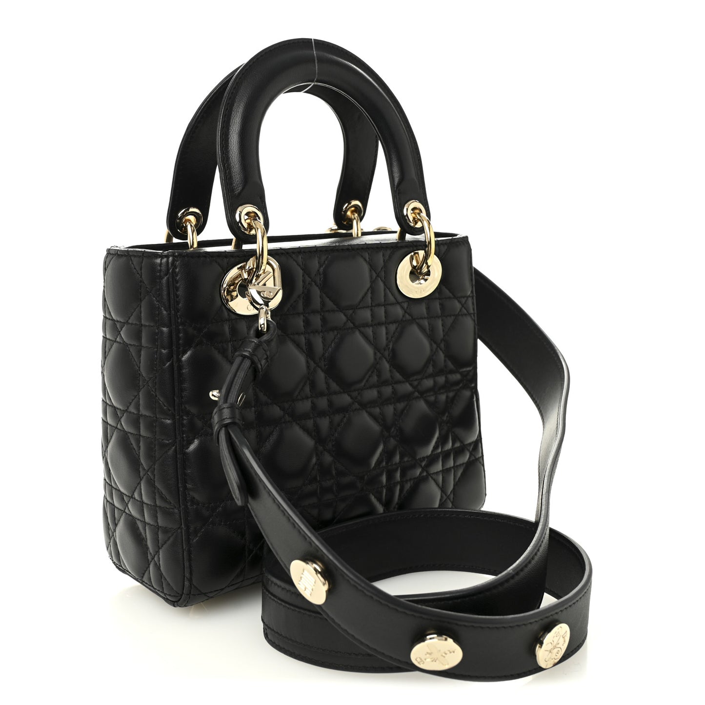 Lambskin Cannage Small Lucky Badges My Lady Dior Black