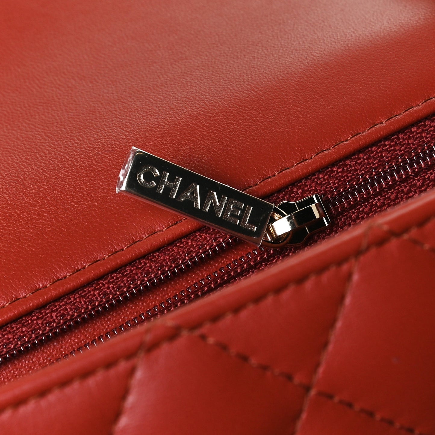 Lambskin Quilted Mini Rectangular Flap Brown