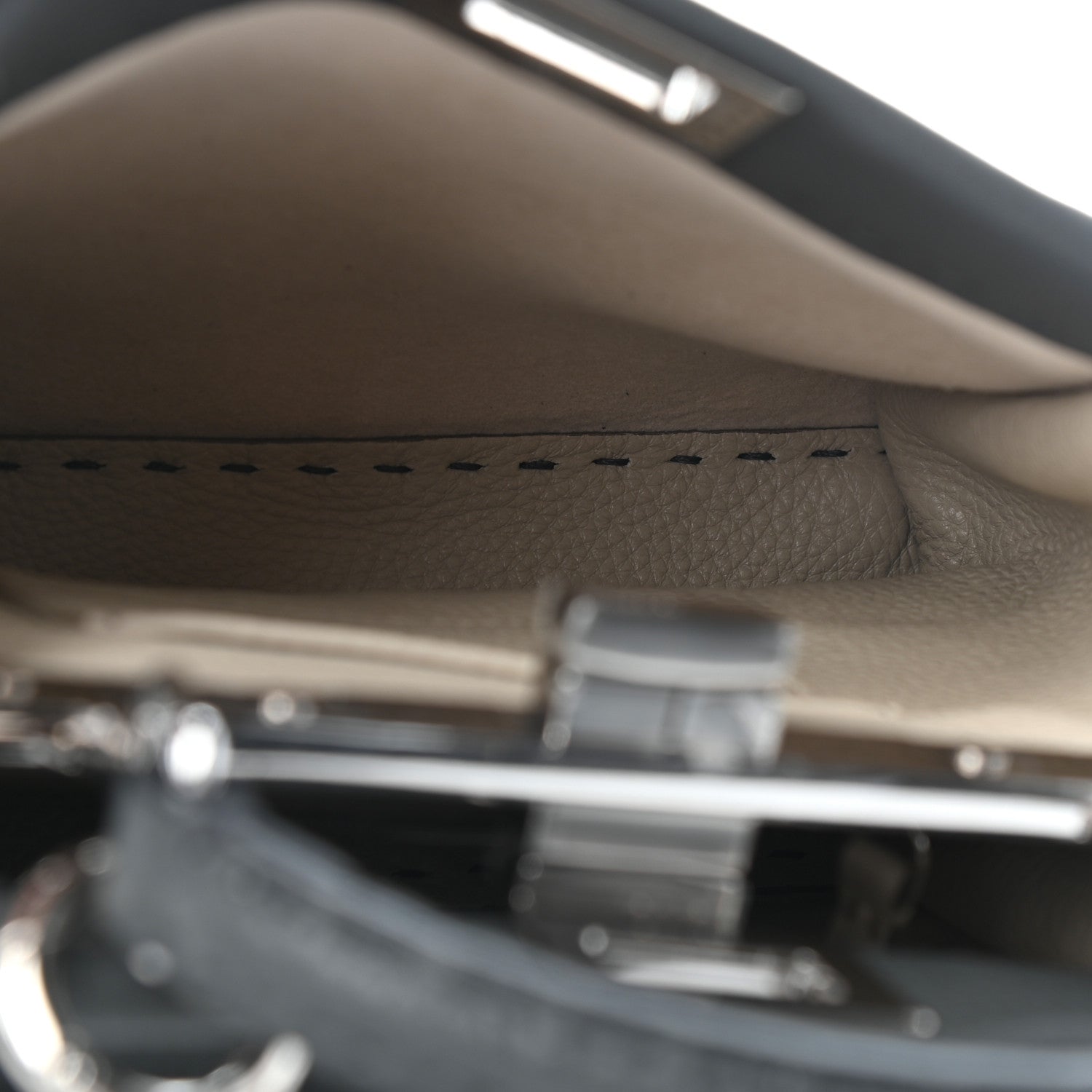 Fendi Cuoio Romano Selleria Bi-Color Mini Peekaboo Iconic Satchel Asfalto Latte 5 of 8