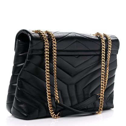 Saint Laurent Calfskin Y Quilted Monogram Medium Loulou Chain Satchel Black 2 of 18