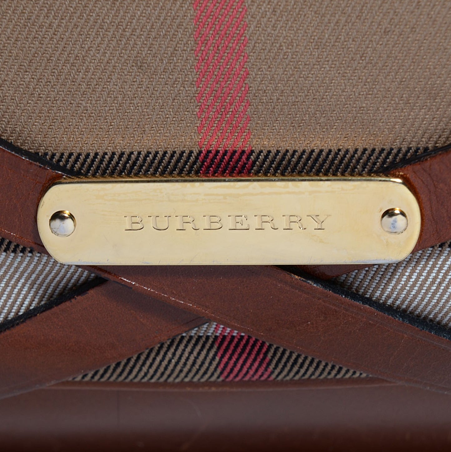 House Check Bridle Calfskin Medium Gosford Hobo Dark Tan