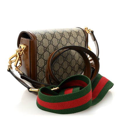 Gucci GG Supreme Monogram Web Mini Horsebit 1955 Shoulder Bag Beige Brown Sugar 3 of 10