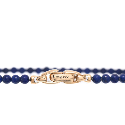 David Yurman 18K Yellow Gold Lapis Lazuli 4mm Spiritual Beads Bracelet 4 of 5
