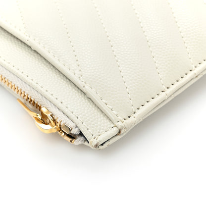 Saint Laurent Grain De Poudre Matelasse Chevron Monogram Bill Pouch Blanc Vintage 10 of 12