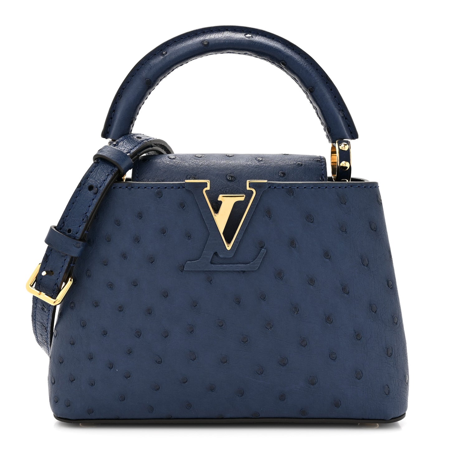 Ostrich Capucines Mini Indigo