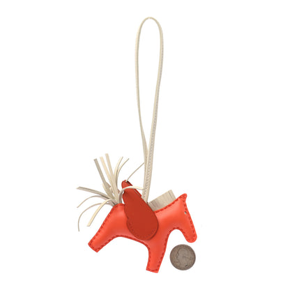 Hermes Milo Lambskin Grigri Rodeo Pegase Horse Bag Charm PM Orange Poppy Craie Terre Battue 2 of 4