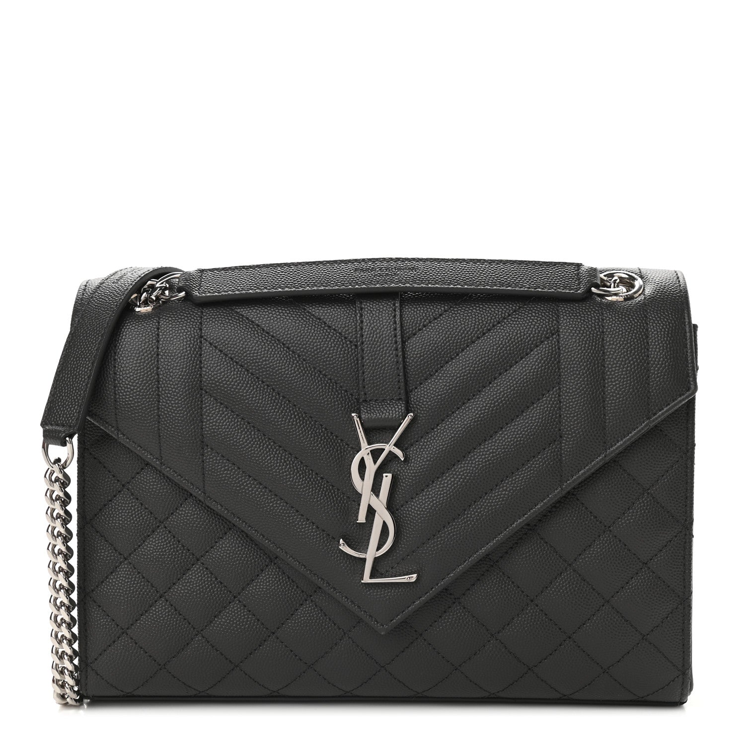 Saint Laurent Grain De Poudre Textured Mixed Matelasse Triquilt Medium Monogram Asphalt 1 of 7
