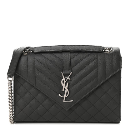 Saint Laurent Grain De Poudre Textured Mixed Matelasse Triquilt Medium Monogram Asphalt 1 of 7