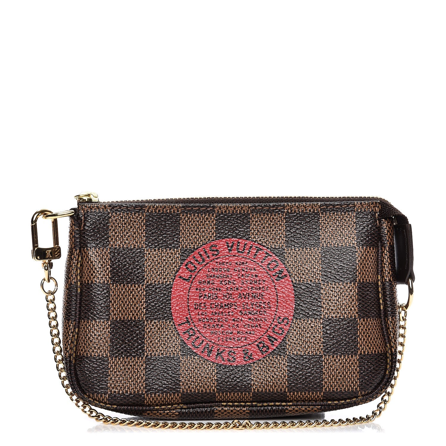 Louis Vuitton Damier Ebene Complice Trunks and Bags Mini Pochette Accessories Red 1 of 9