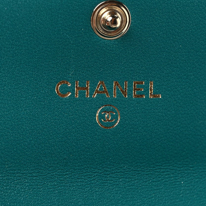 Chanel Lambskin Quilted Boy Flap Card Holder Turquoise 6 of 8